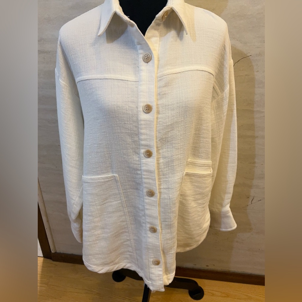 NWT- Zara off-white rustic overshirt - Picture 2 of 13